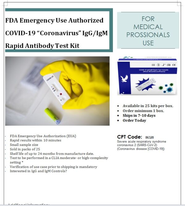 COVID 19 IgG IgM Rapid Antibody Test Kit