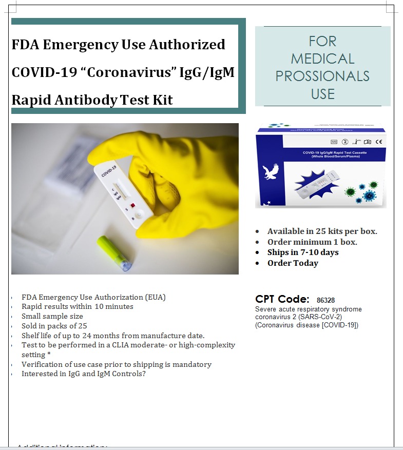 COVID 19 IgG IgM Rapid Antibody Test Kit